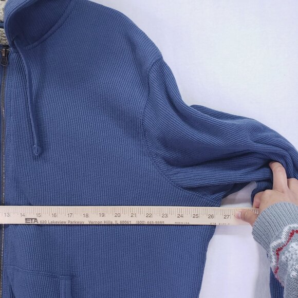 Northwest Territory Men's Blue Waffle Knit Full Zip Hoodie Sherpa Sweater XL - Picture 5 of 13